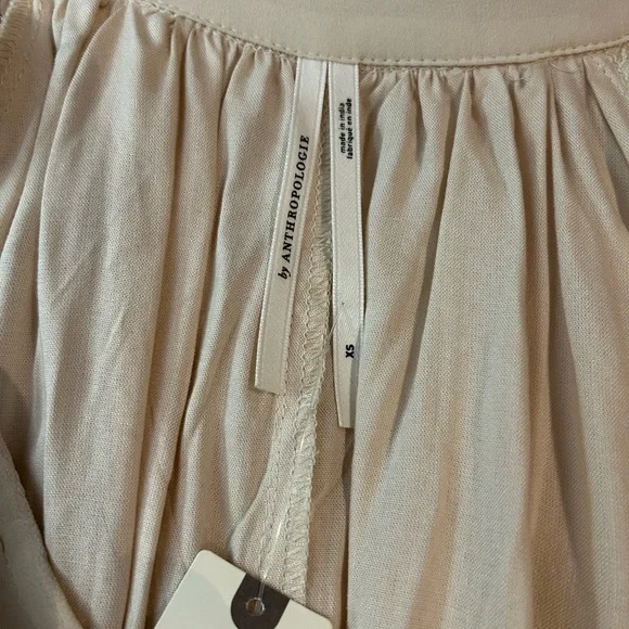 NWT ANTHROPOLOGIE Long Sleeve Sheer Pleated Maxi Dress Neutral‎ XS-M - Picture 8 of 16